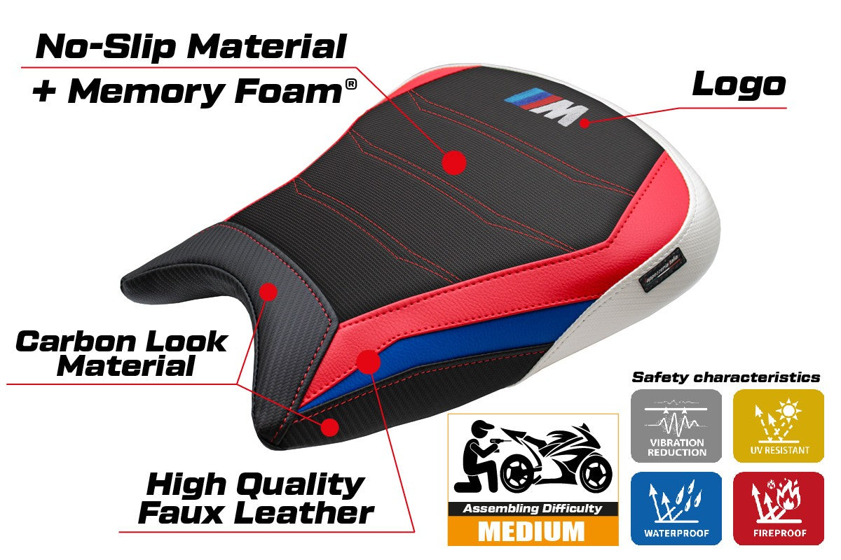 Tappezzeria Italia BMW M1000RR 2023-2025 Seat Cover Comfort Red White Blue Black