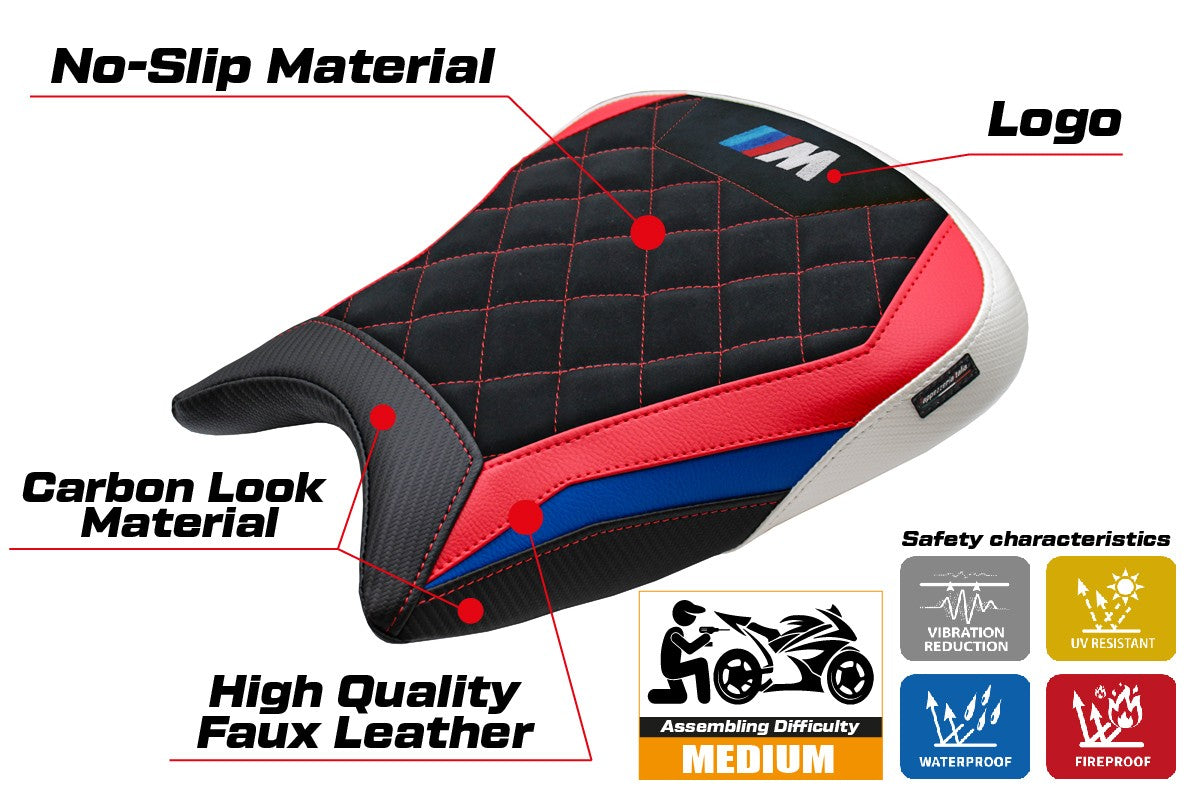 Tappezzeria Italia BMW M1000RR 2023-2025 Seat Cover Velvet Red Blue White Black