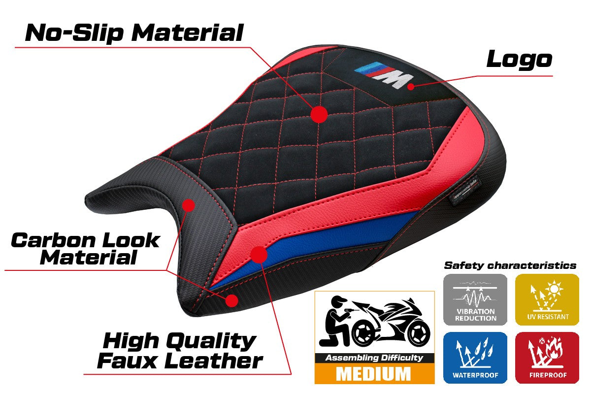 Tappezzeria Italia BMW M1000RR 2023-2025 Seat Cover Velvet Blue Red Black