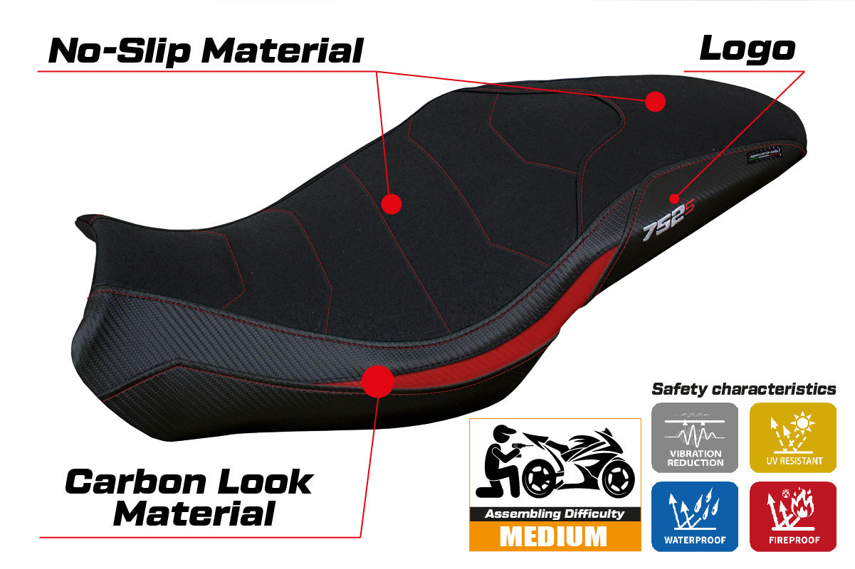 Tappezzeria Italia Benelli 752S 2019-2025 Seat Cover Ultragrip Red Black