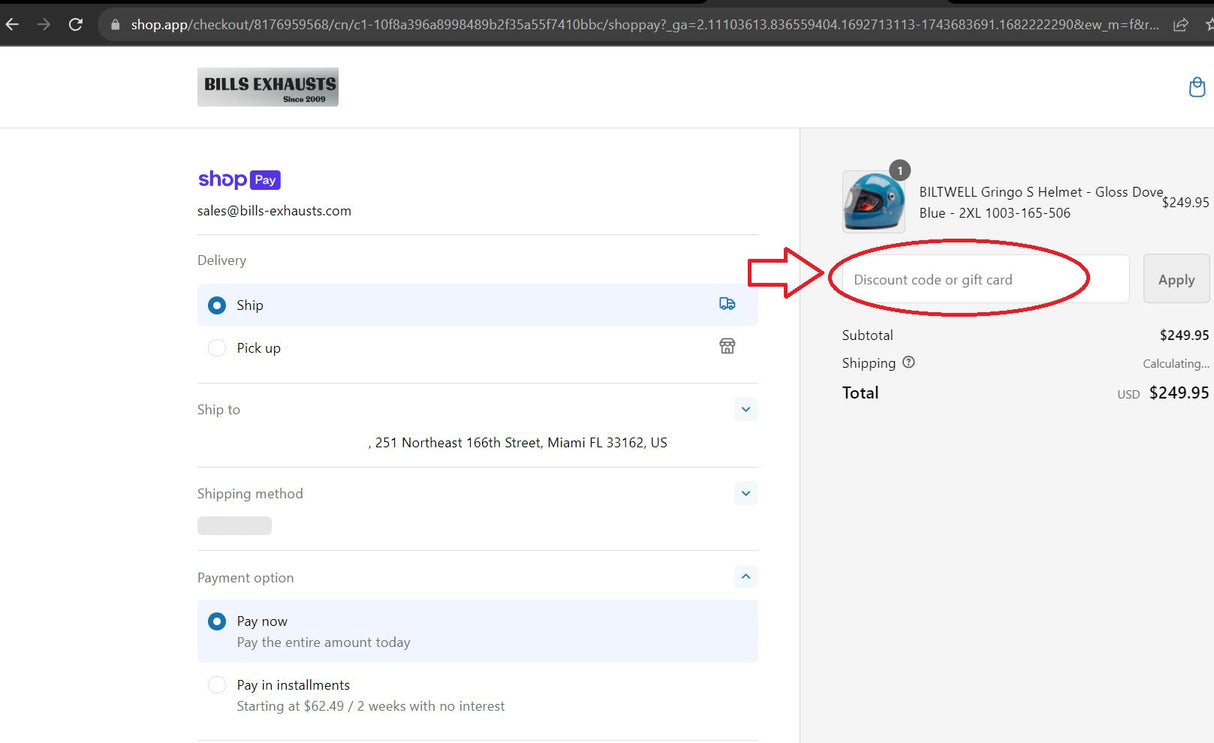 Bills Exhausts Gift Card