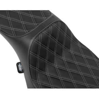 DRAG SPECIALTIES SEATS Extended Reach Predator III Seat - Double Diamond - Silver Stitching - Vinyl - FLH/FLT '23-'24 0801-2035