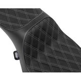 DRAG SPECIALTIES SEATS Extended Reach Predator III Seat - Double Diamond - Silver Stitching - Vinyl - FLH/FLT '23-'24 0801-2035