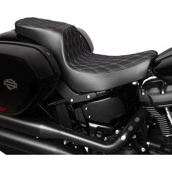 DRAG SPECIALTIES Predator 2-Up Seat - Vinyl - Double Diamond - Silver Stitching - FLSB/FXLRS '18-'24 0802-1636