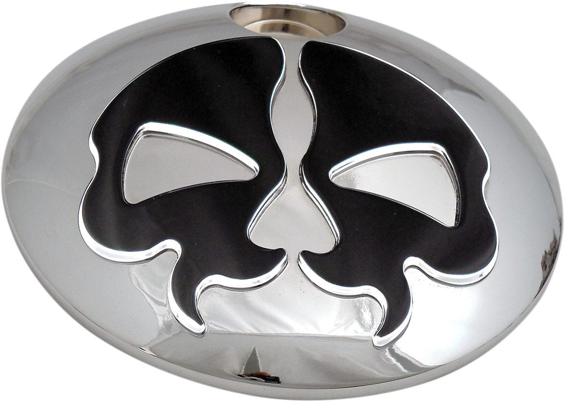 DRAG SPECIALTIES Fuel Door - Split Skull - Chrome with Black 78051