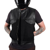THRASHIN SUPPLY CO. Kanan Leather/Denim Riding Vest - Black - 2XL TMJ-13-12