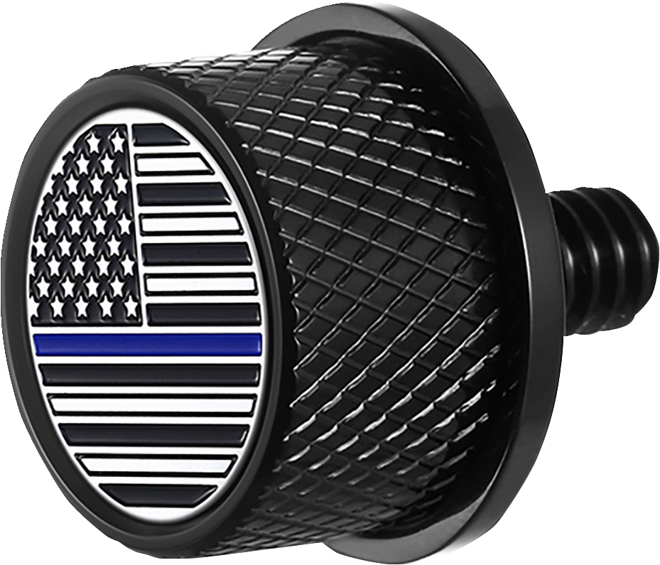 FIGURATI DESIGNS Seat Mounting Knob - Black - Blue Line American Flag FD71-SEAT KN-BK