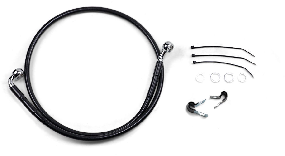 DRAG SPECIALTIES Brake Line - Front (Upper) - Black 640112-BLK