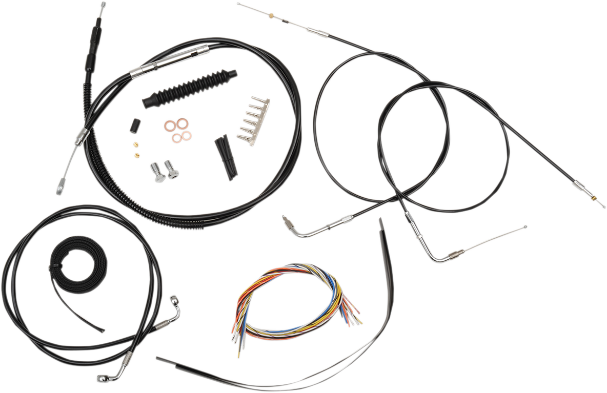 LA CHOPPERS Handlebar Cable/Brake Line Kit - Complete - 12" - 14" Ape Hanger Handlebars - Black Vinyl LA-8110KT2B-13B