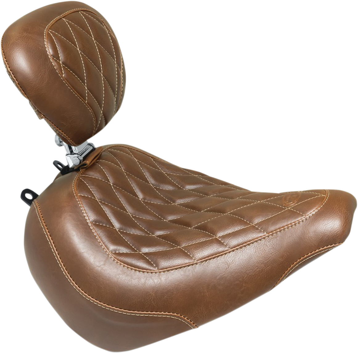 MUSTANG Seat - Wide Tripper Solo - with Backrest - Diamond - Brown 83058