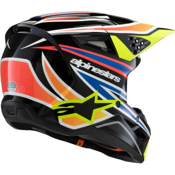 ALPINESTARS Youth SM3 Helmet - Wurx - Gloss Black/Yellow Fluo/Blue/Red - Small 8302025-1574-YS