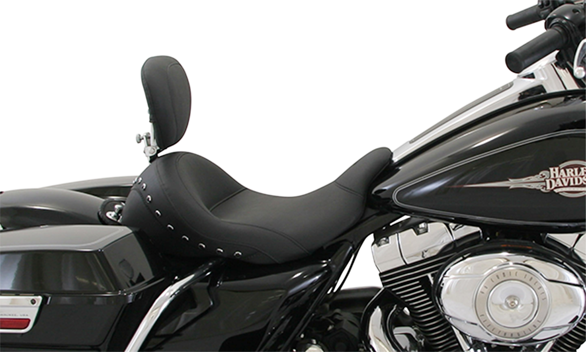 MUSTANG Lowdown Vintage Seat with Driver Backrest - Black Studded 79912