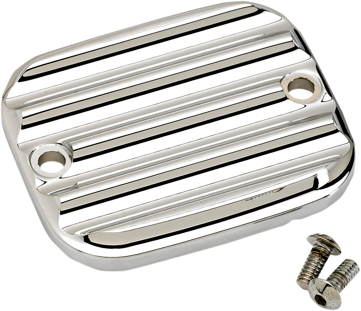 JOKER MACHINE Master Cylinder Cover - Brake - Front - Finned - Chrome 951019-3