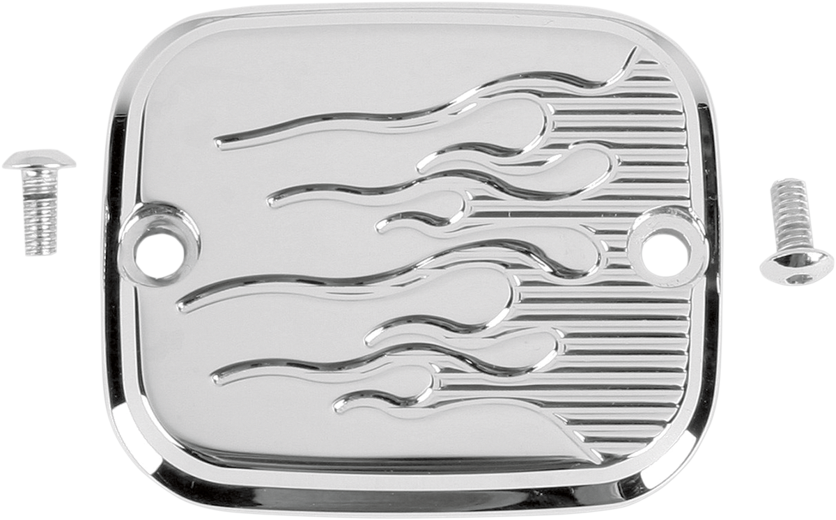 JOKER MACHINE Master Cylinder Cover - Brake - Front - Flame - Chrome 951019FC