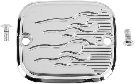 JOKER MACHINE Master Cylinder Cover - Brake - Front - Flame - Chrome 951019FC