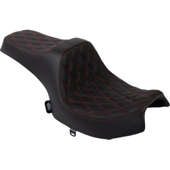 DRAG SPECIALTIES SEATS Predator III Seat - Vinyl - Double Diamond - Red Stitch - Challenger '20-'25 0810-2462