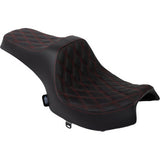 DRAG SPECIALTIES SEATS Predator III Seat - Vinyl - Double Diamond - Red Stitch - Challenger '20-'25 0810-2462