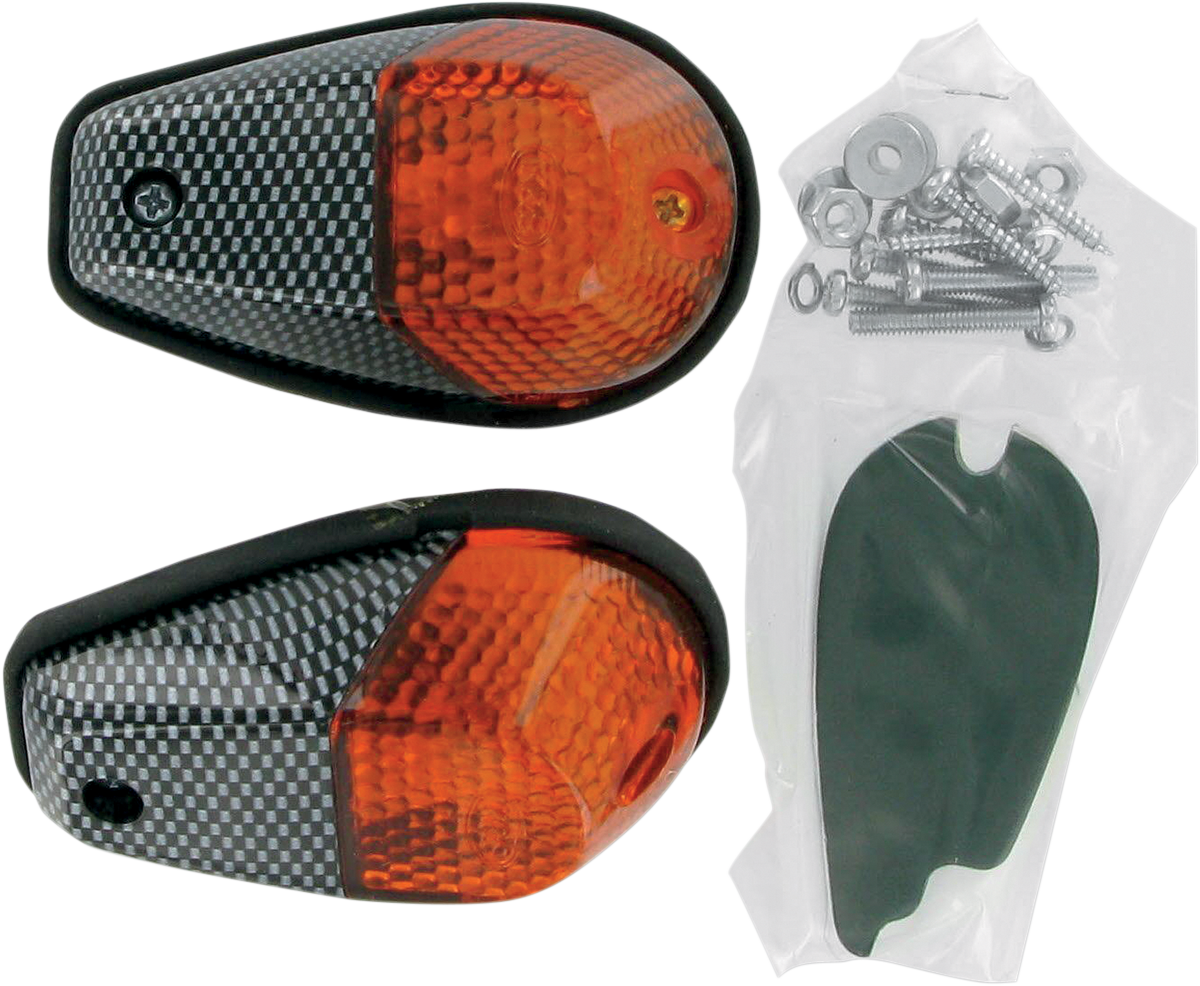 K&S TECHNOLOGIES Flush Mount Marker Lights - Carbon/Amber 25-8148