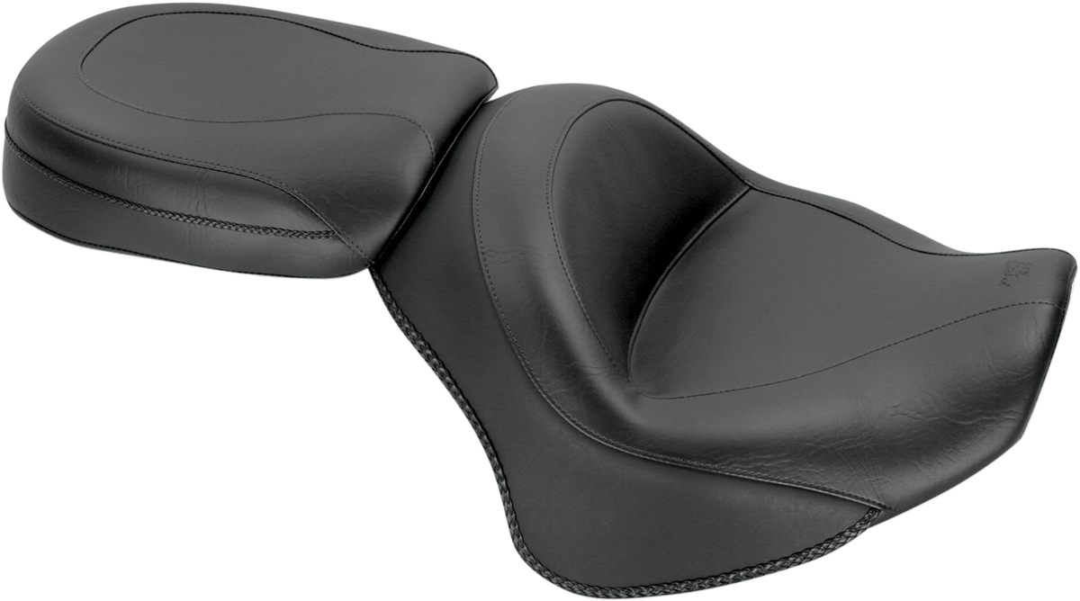 MUSTANG Seat - Vintage - Wide - Touring - Without Driver Backrest - Two-Piece - Smooth - Black - Stryker 76661