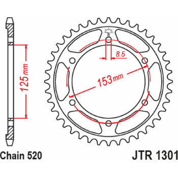 JT SPROCKETS Rear Sprocket - 42 Tooth - Honda CRF300L JTR1301.42