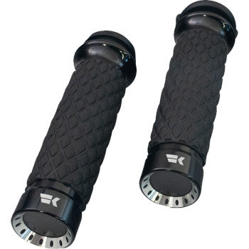 KHROME WERKS Grips - Turbine - Custom Contour - Diamond - Black  500330