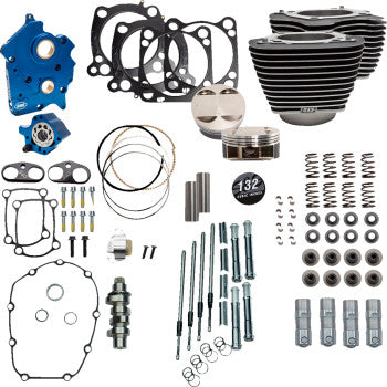 S&S CYCLE 132" Power Package Engine Performance Kit - Chain Drive - Oil Cooled - Highlighted Fins - M8 310-1231