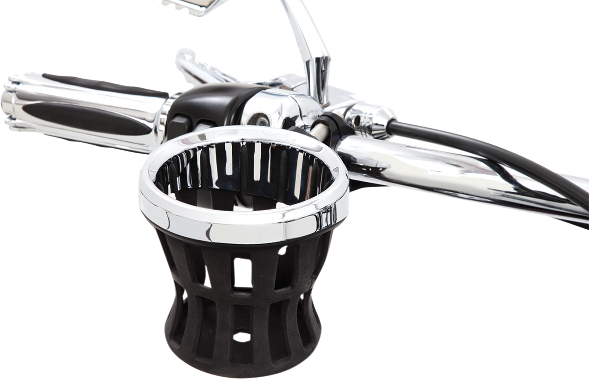 CIRO Drink Holder - 7/8" & 1" Handlebar Mount - Chrome/Black Clamp 50413