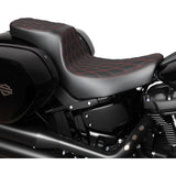 DRAG SPECIALTIES Predator 2-Up Seat - Vinyl - Double Diamond - Red Stitching - FLSB/FXLRS '18-'24  0802-1637