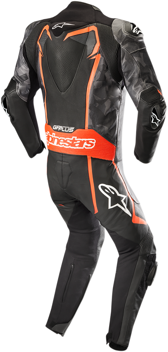 ALPINESTARS GP Plus v2 Camo 1-Piece Leather Suit - Black/Charcoal/Red Fluorescent - US 40 / EU 50 3150718-994-50