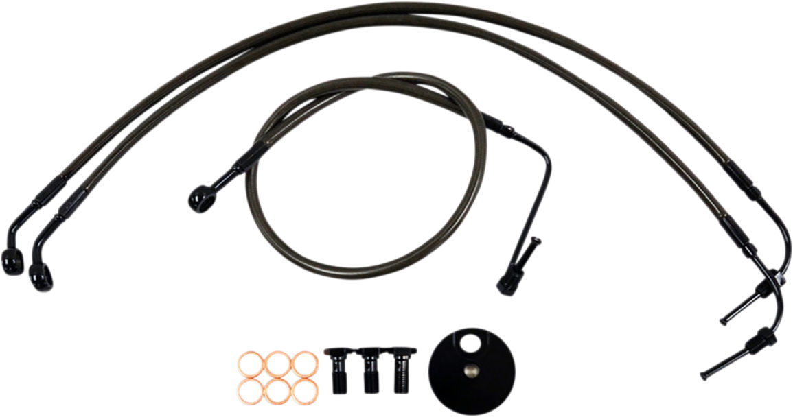 LA CHOPPERS Brake Lines - 12" - 14" Ape Hanger Handlebars - Midnight LA-8154B13M