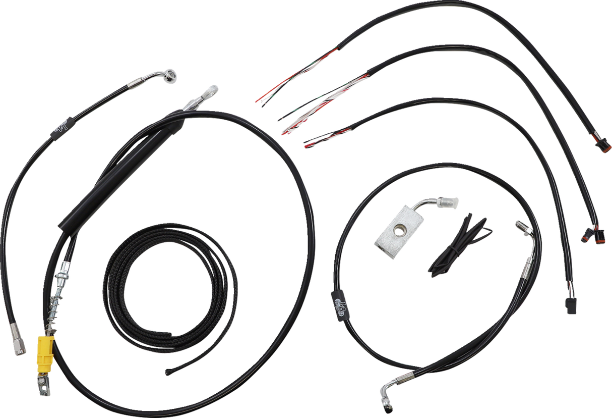 LA CHOPPERS Handlebar Cable/Brake Line Kit- Quick Connect - Complete - 18" - 20" Ape Hanger Handlebars - Black LA-8155KT2-19B