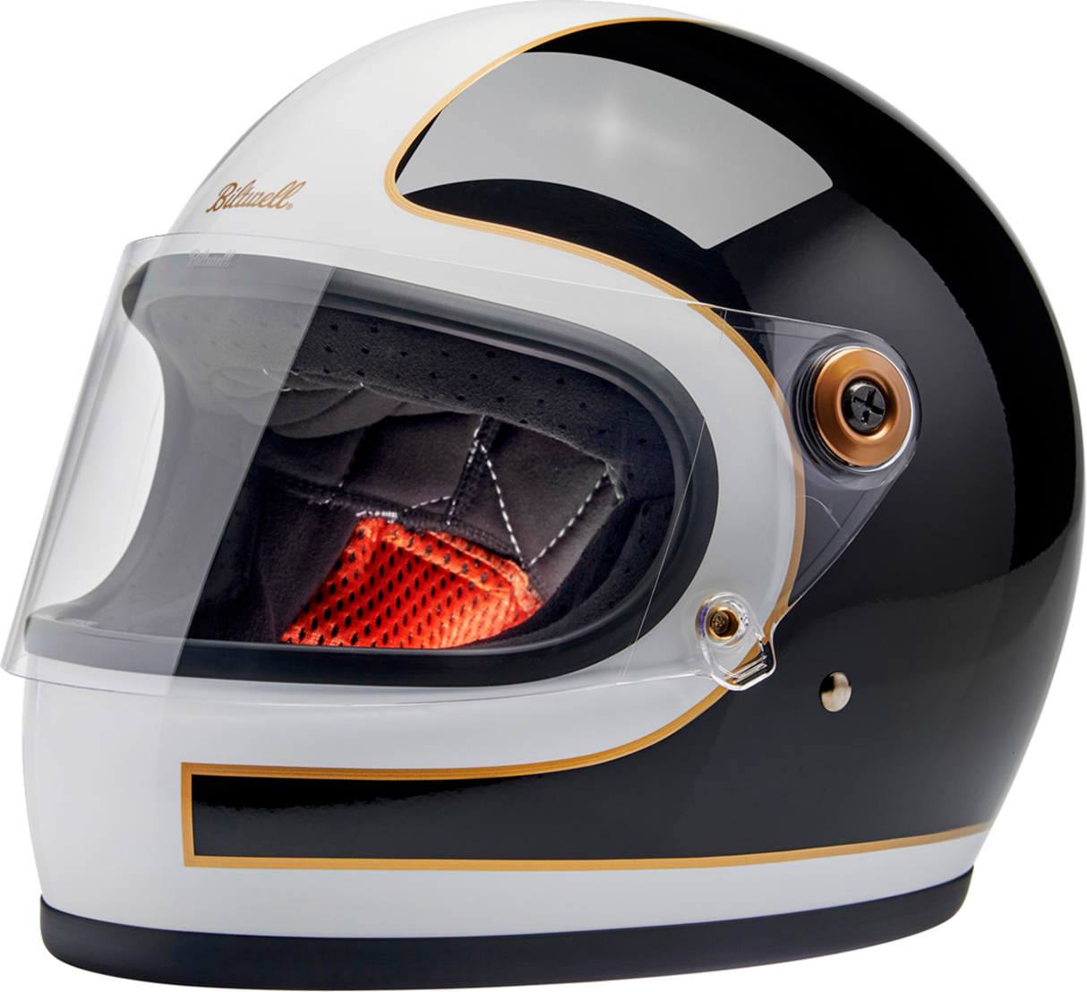 BILTWELL Gringo S Helmet - Gloss White/Black Tracker - XS 1003-566-501