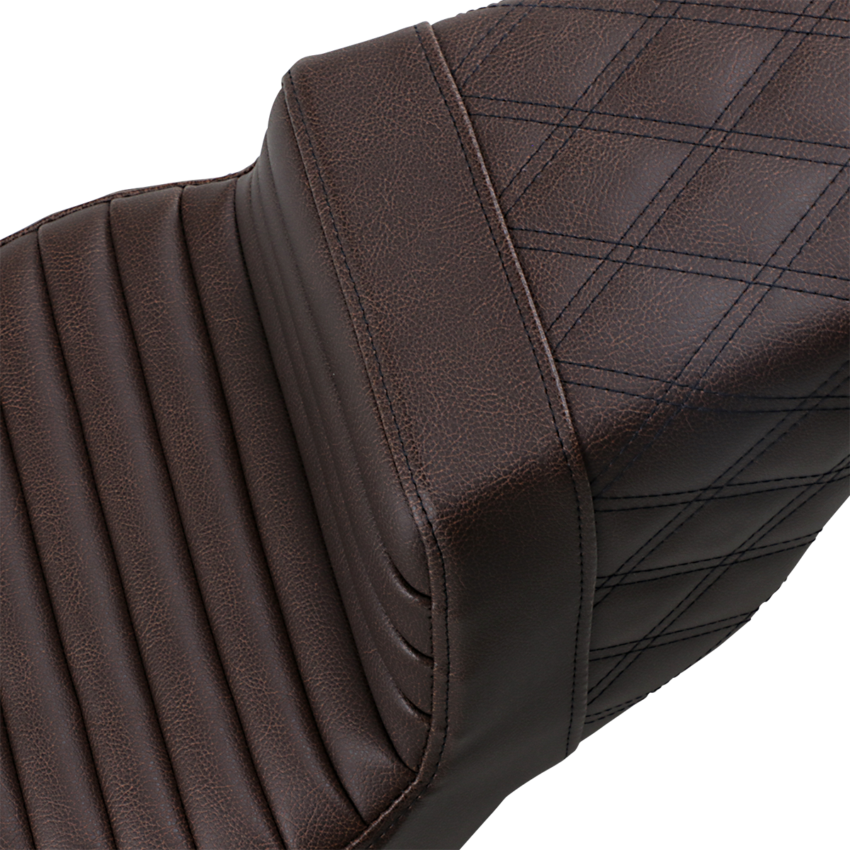 SADDLEMEN Step-Up Seat - Front Tuck-n-Roll/Rear Lattice Stitch - Brown - FL '08-'23 808-07B-176BR