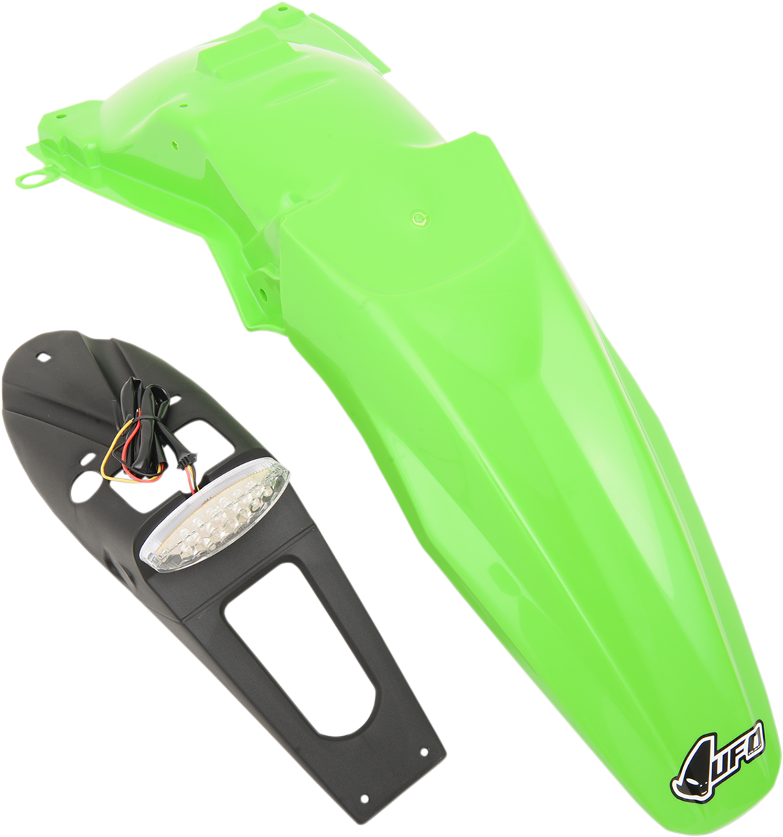 UFO Enduro Rear Fender - with Light - Green KA03791-026