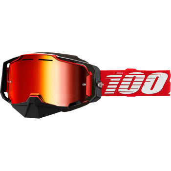 100% Armega Snow Goggle - Red - Red Mirror 50008-00008