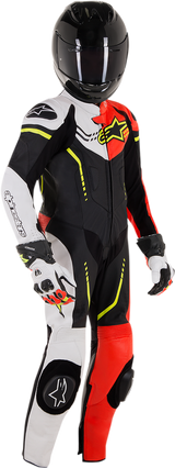 ALPINESTARS Youth GP Plus 1-Piece Leather Suit - Black/White/Red Fluorescent/Yellow Fluorescent - US 28 / EU 150 31405181236150