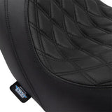 DRAG SPECIALTIES Predator Seat - Double Diamond w/ Black Sitching - Vinyl - FLSB/FXLR '18-'23 0802-1517