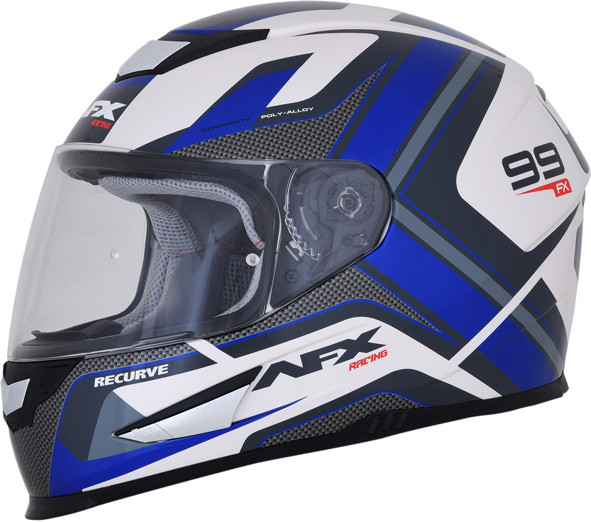 AFX FX-99 Helmet - Recurve - Pearl White/Blue - Large 0101-11123