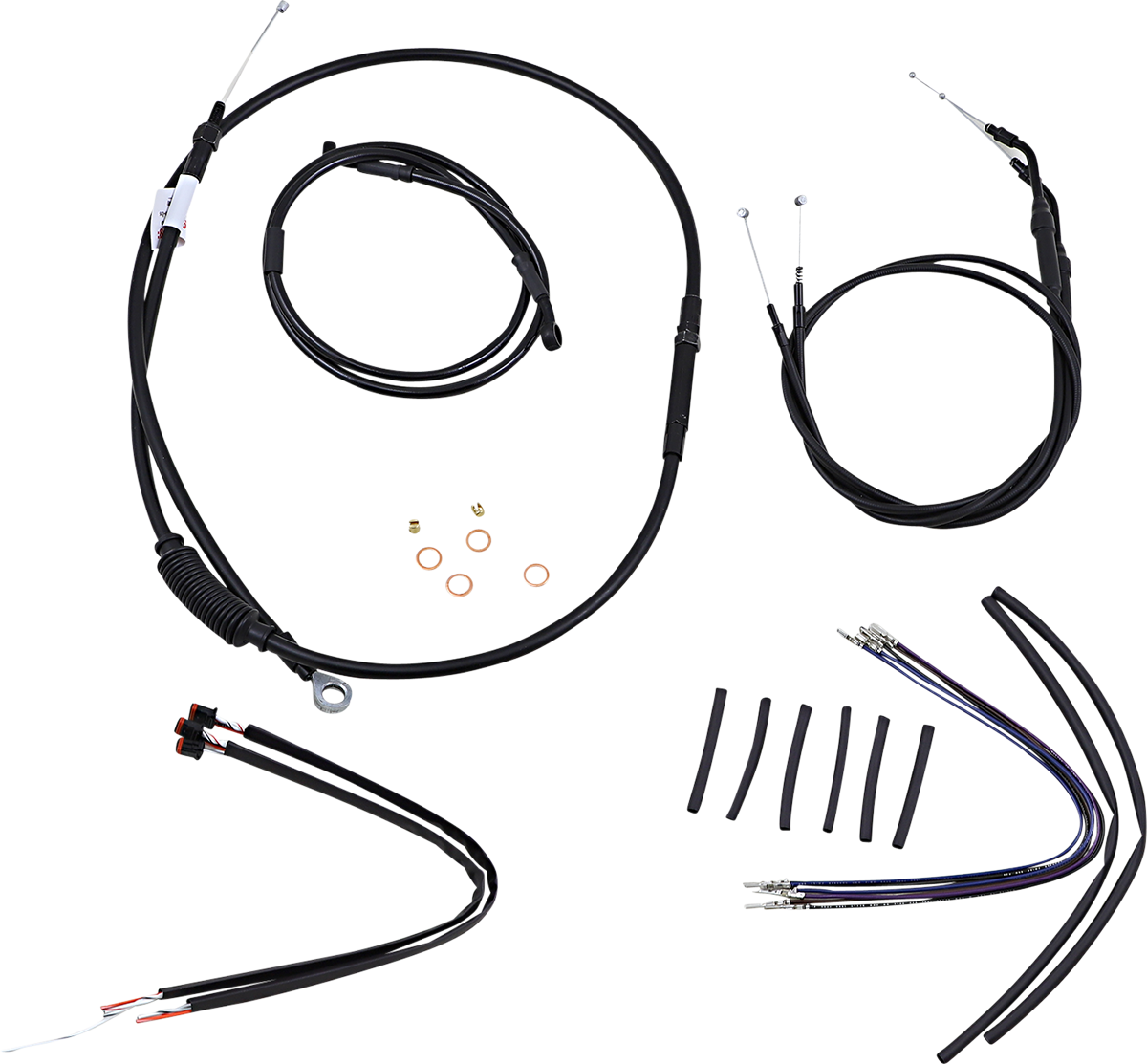 BURLY BRAND Cable Kit - Jail Bar - 12" Handlebars - Black Vinyl B30-1144