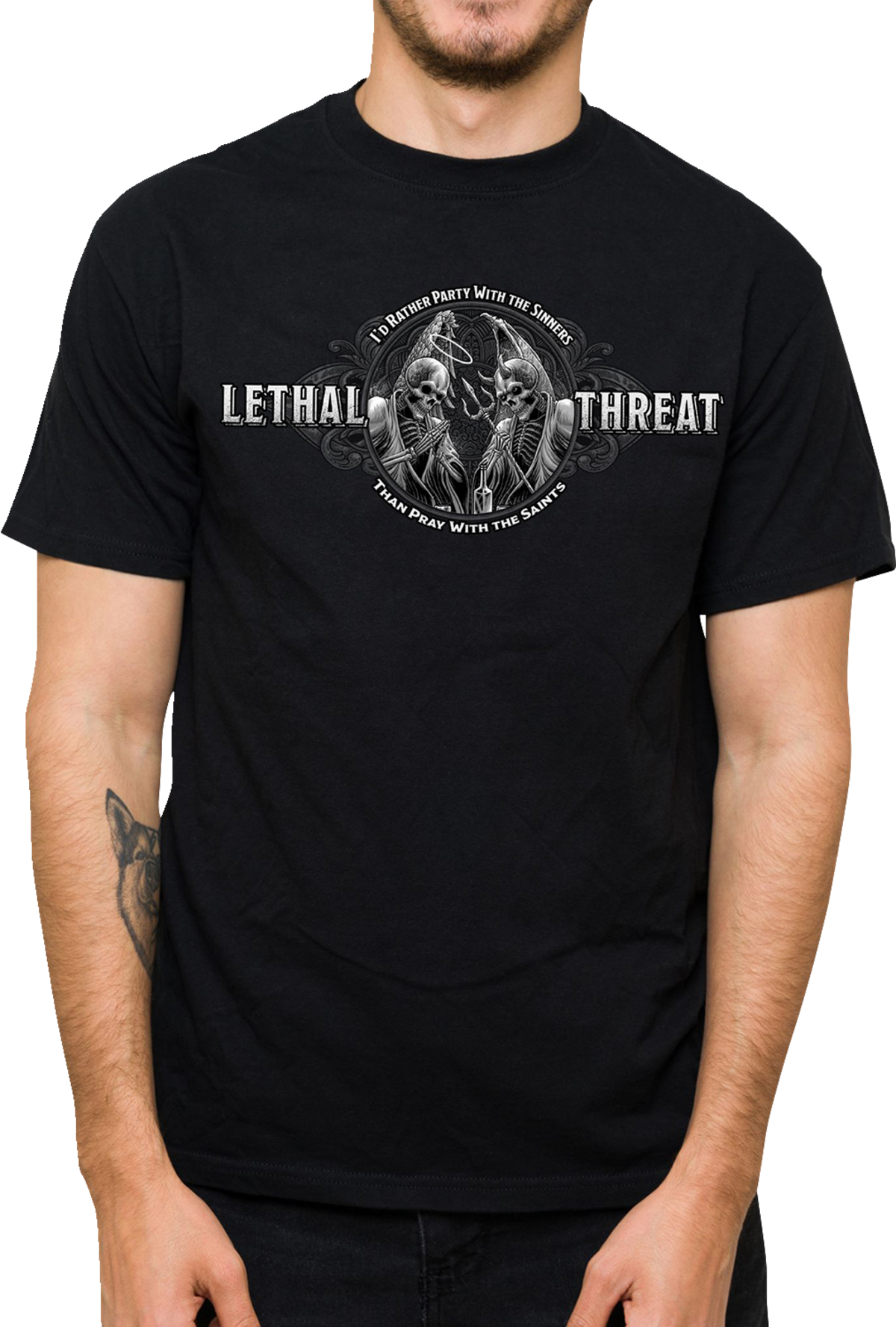 LETHAL THREAT Party with the Sinners T-Shirt - Black - XL LT20905XL