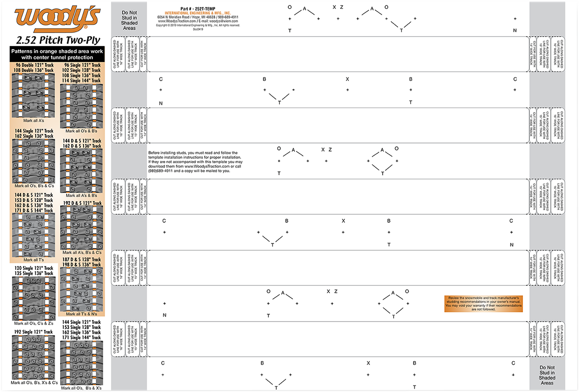 WOODY'S 2-Ply Track Template - 2.52 Pitch 252T-TEMP