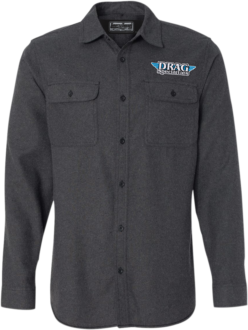 THROTTLE THREADS Drag Specialties Flannel Shirt - Charcoal- Medium DRG24S82CHMR