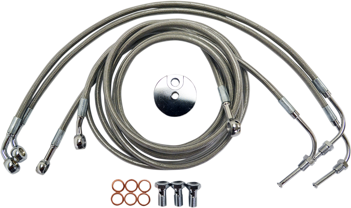 LA CHOPPERS Brake Lines - 18" - 20" Ape Hanger Handlebars - Stainless Steel LA-8050B19