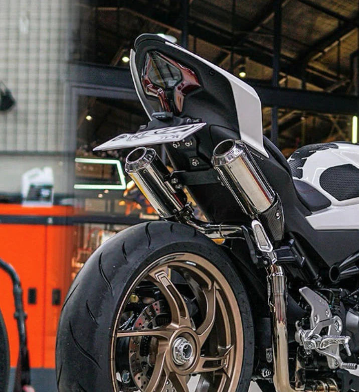 IN STOCK Vandemon CFMOTO single-sided swingarm  450SR-S 2023-2025 Stainless Steel / Titanium High Mount Exhaust System CFMOTO450SRSHMEXHC