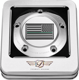 FIGURATI DESIGNS Timing Cover - 5 Hole - American - Green Line - Stainless Steel FD72-TC-5H-SS