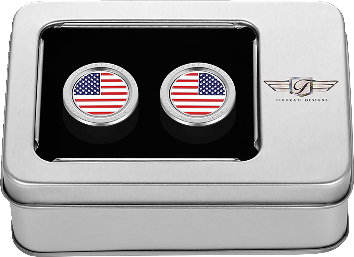 FIGURATI DESIGNS Docking Hardware Covers - American Flag - Short - Stainless Steel FD20-DC-2530-SS