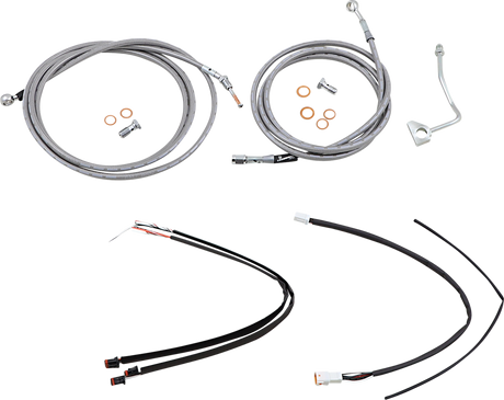 BURLY BRAND Handlebar Cable/Brake Line Kit - Complete - 14" Ape Hanger Handlebars - Stainless Steel B30-1167