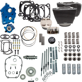 S&S CYCLE 132" Power Package Engine Performance Kit - Chain Drive - Oil Cooled - Highlighted Fins - M8 310-1232