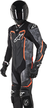 ALPINESTARS GP Plus v2 Camo 1-Piece Leather Suit - Black/Charcoal/Red Fluorescent - US 40 / EU 50 3150718-994-50