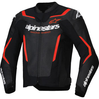 ALPINESTARS Jacket Lthr Gp Force Air Flo Blk/Rd Fl 50 3100326-1030-50